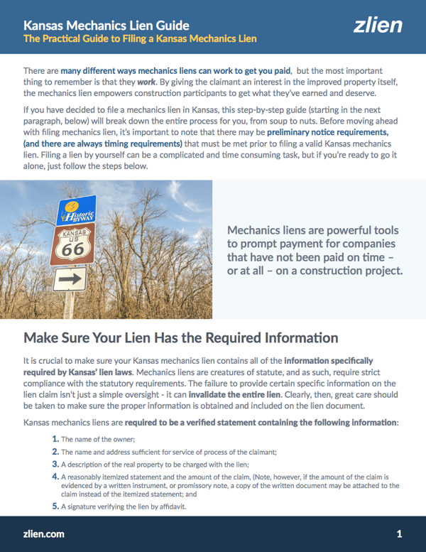 Kansas Mechanics Lien Law Guide Notices, Liens & Getting Paid